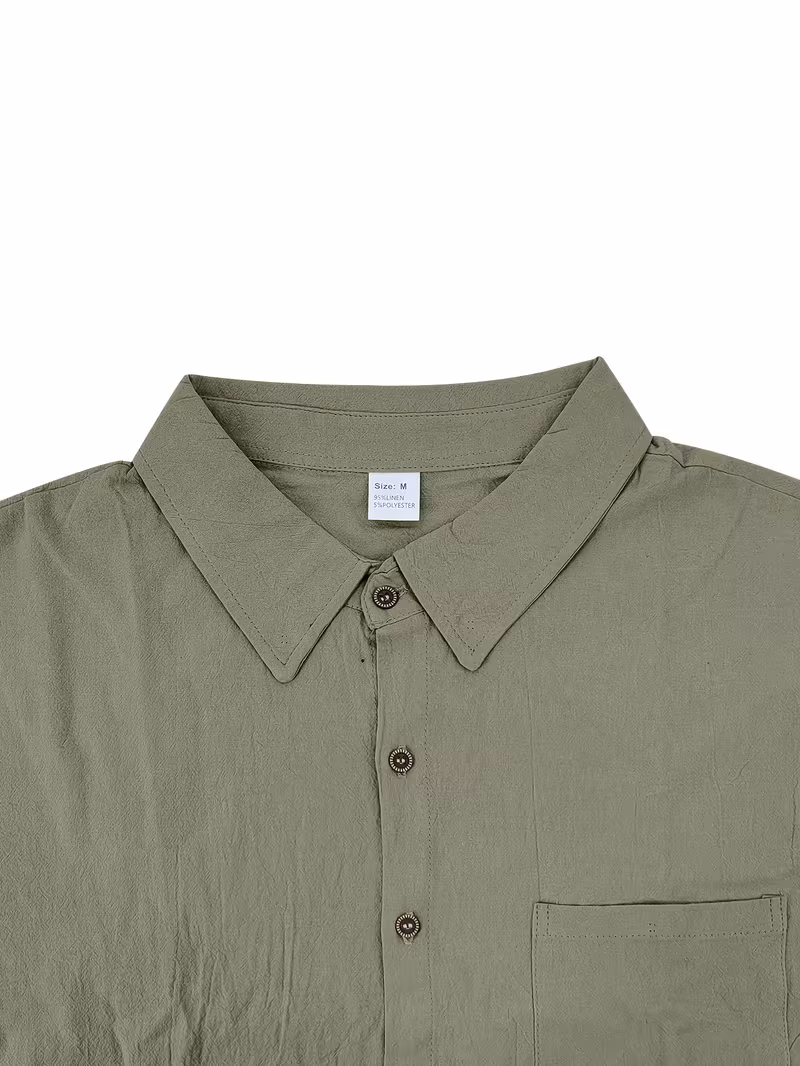 4  mens linen short sleeve henley shirts 4pcs set comfortable and breathable fabric chest   suitable for daily   outdoor activities travel and vacation lightweight and breathable regular fit ideal for beach hiking Product details 6