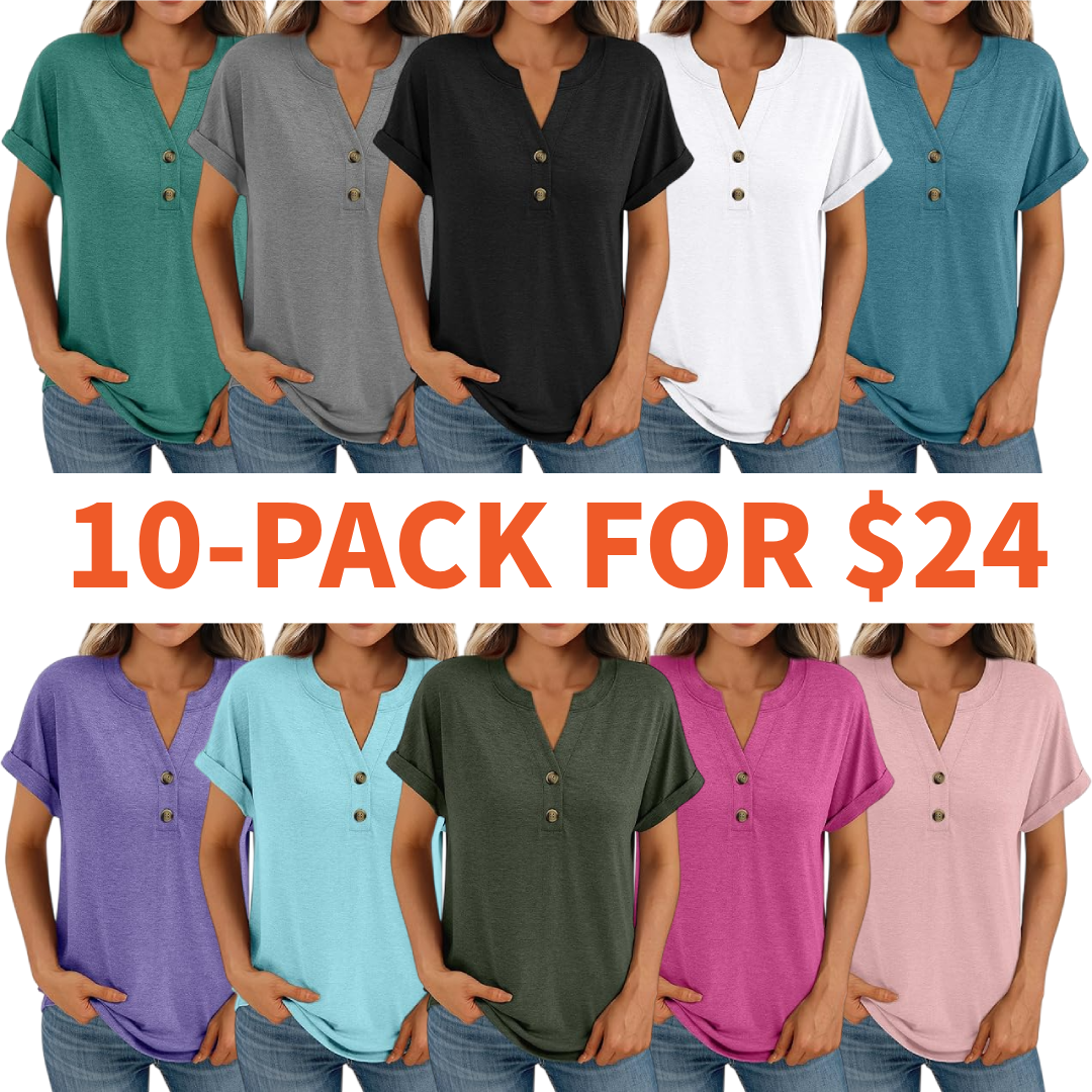 Women’s Casual V-Neck Henley Top