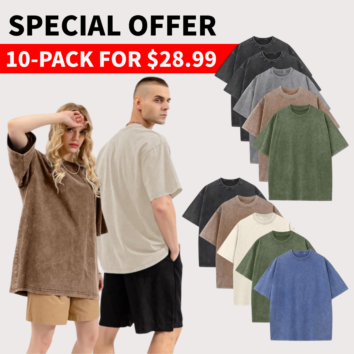 Men’s Oversized Vintage Acid-Wash T-Shirt – 100% Heavyweight Cotton Streetwear for Gym & Everyday Wear