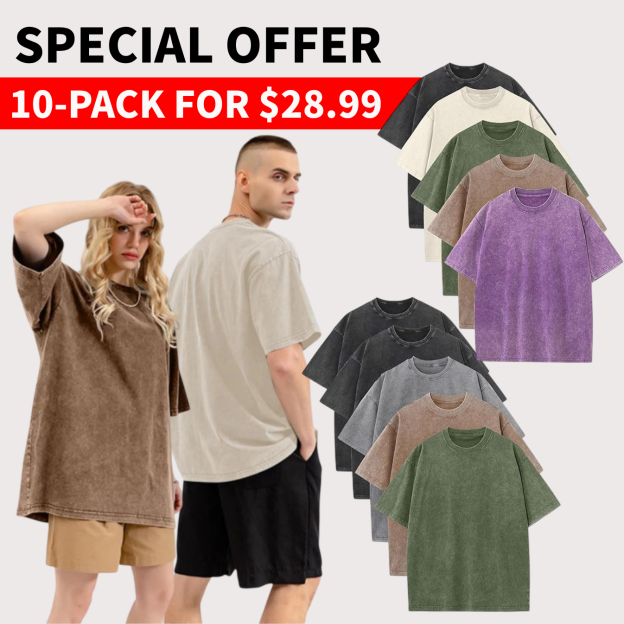 Men’s Oversized Vintage Acid-Wash T-Shirt – 100% Heavyweight Cotton Streetwear for Gym & Everyday Wear