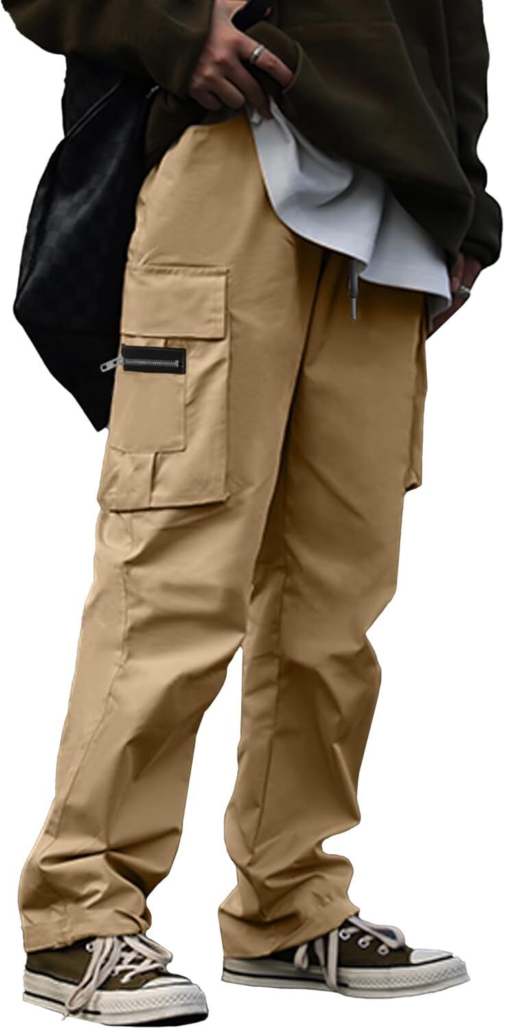 🔥6-PACKS $24.89 Men's Plus Size Casual Solid Color Drawstring Overalls