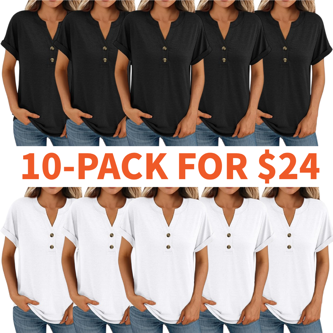 Women’s Casual V-Neck Henley Top