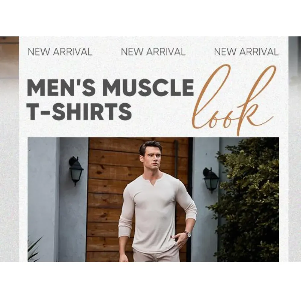 Men's Plain Casual Muscle Shirts for Men Slim Fitted