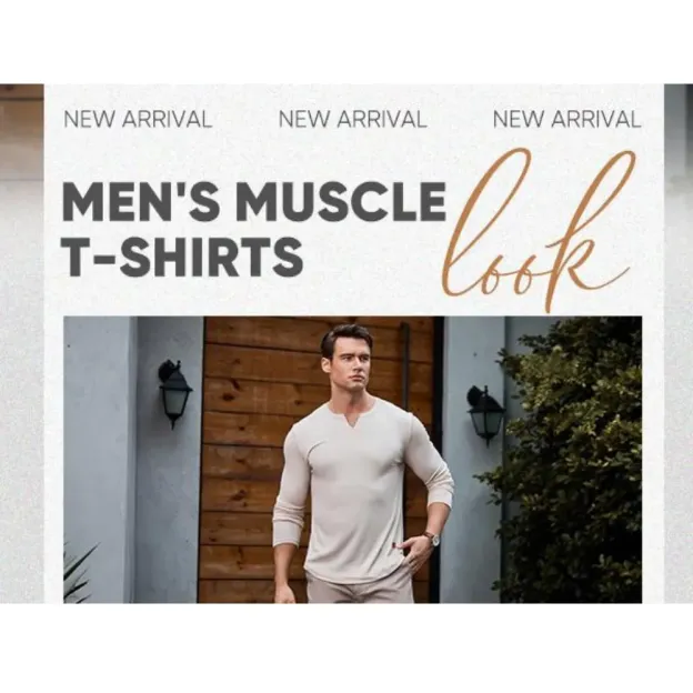 Men's Plain Casual Muscle Shirts for Men Slim Fitted