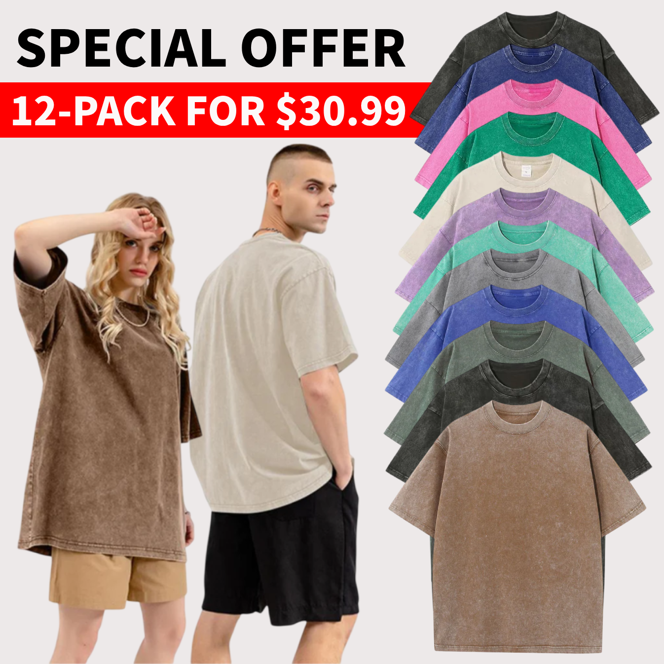 Men’s Oversized Vintage Acid-Wash T-Shirt – 100% Heavyweight Cotton Streetwear for Gym & Everyday Wear