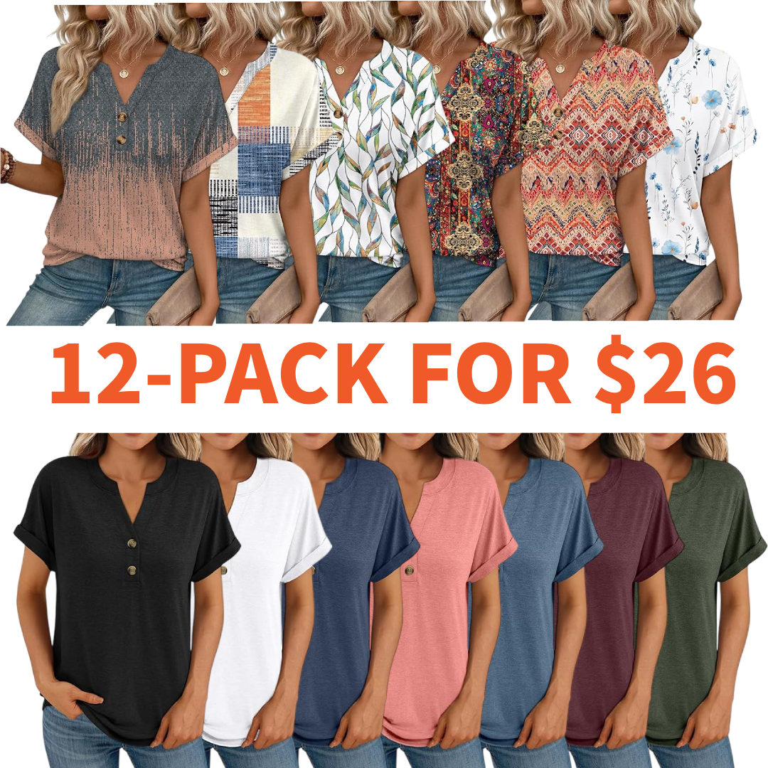 Women’s Casual V-Neck Henley Top