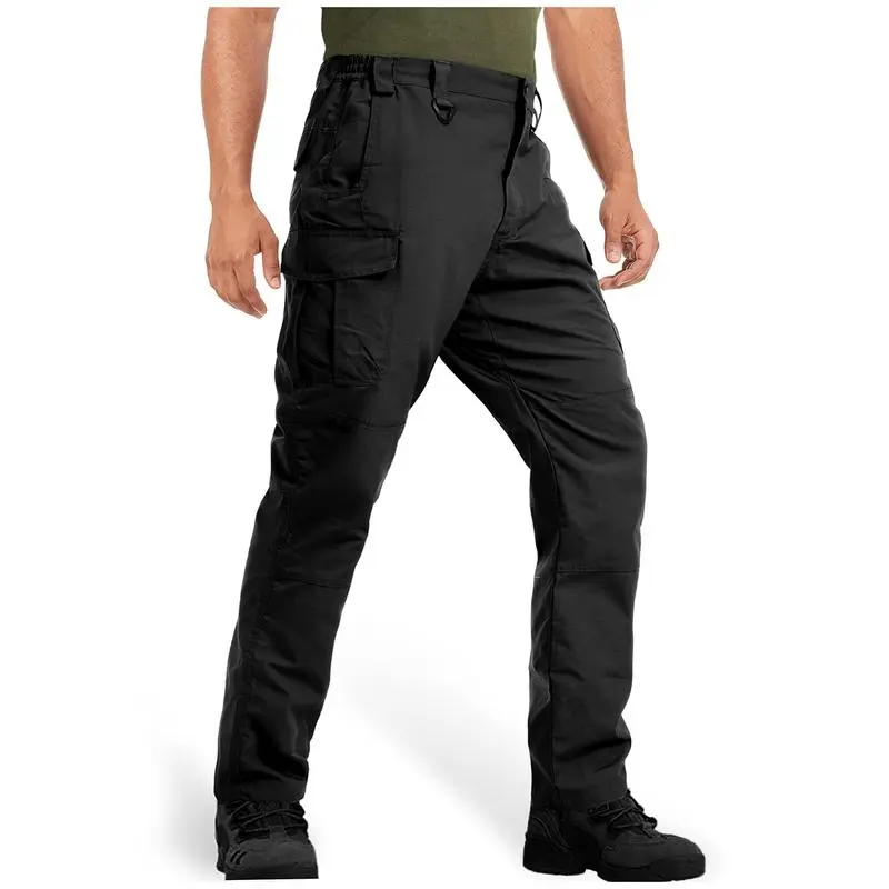 Men's Tactical Pants 9 Pockets Ripstop Water Repellent Cargo Pants Plain Casual Fitted Trousers Menswear for Work Hiking Hunting FallFreshness Outdoorfun