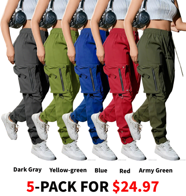 Women’s cotton cargo pants with multiple practical pockets.