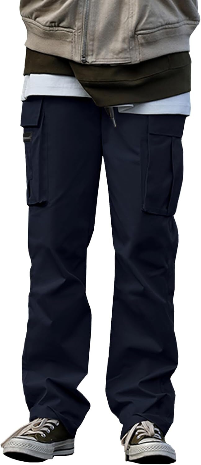 🔥6-PACKS $24.89 Men's Plus Size Casual Solid Color Drawstring Overalls