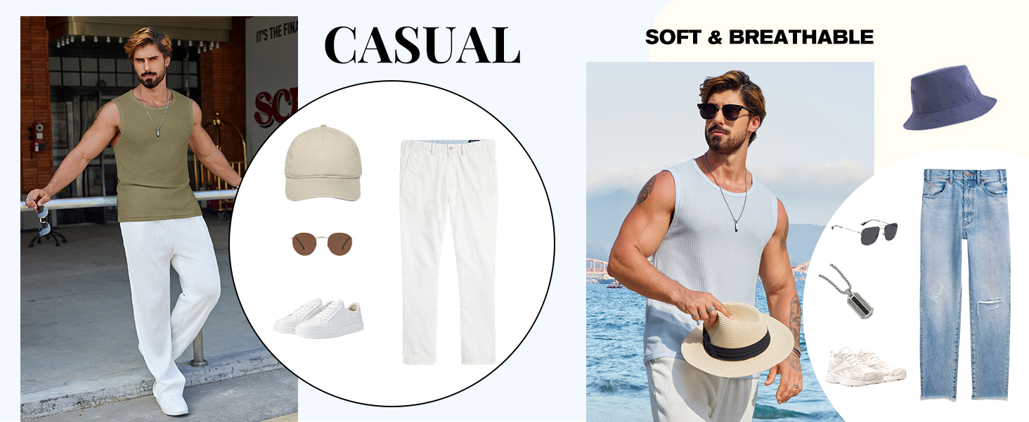 Men waffle knit tank