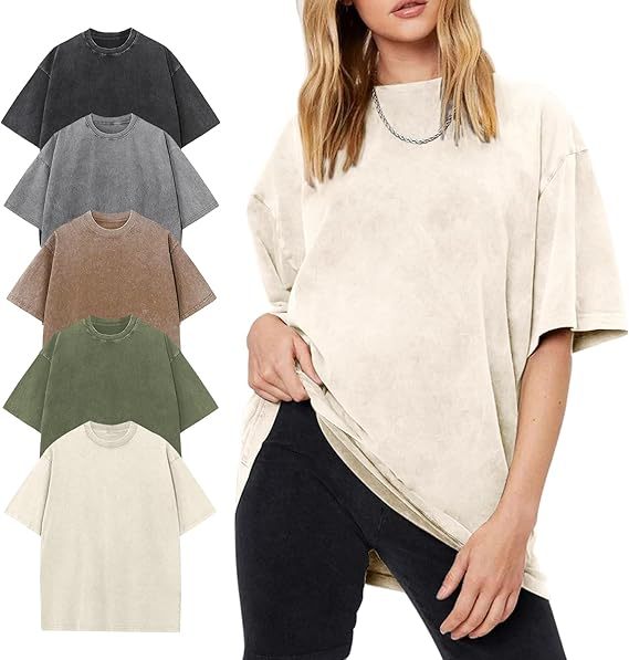 Women's Oversized Vintage Acid-Wash Cotton Tee