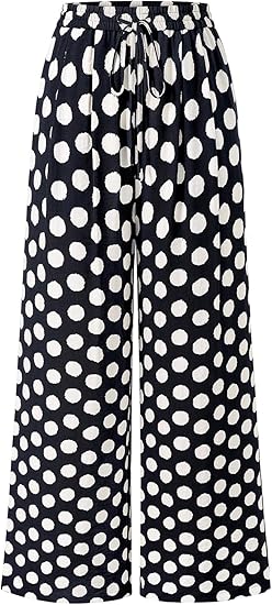 Women's Striped Elastic Waist Palazzo Trousers