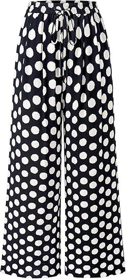 Women's Striped Elastic Waist Palazzo Trousers