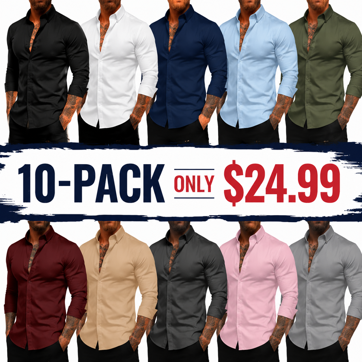 Men's stretch slim fit wrinkle-free shirt