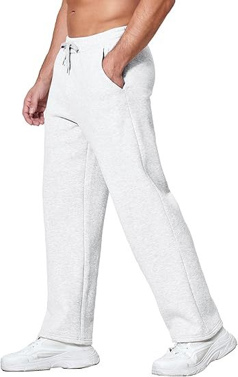 Deyeek Men's Lightweight Sweatpants Open Bottom Sweat Pants for Men Straight Leg Gym Sweatpants Lounge Pants with Pockets