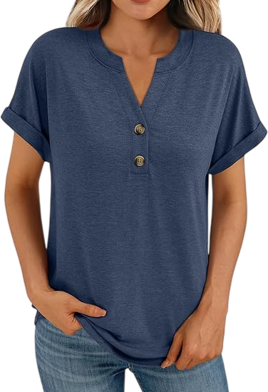 Women’s Casual V-Neck Henley Top