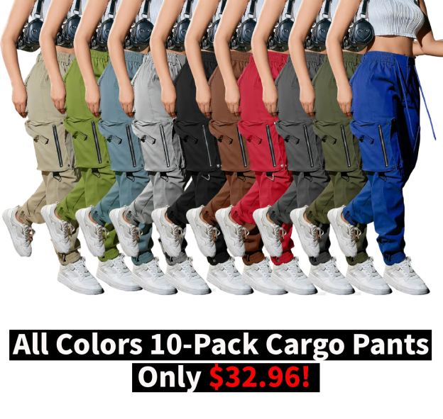Women’s cotton cargo pants with multiple practical pockets.