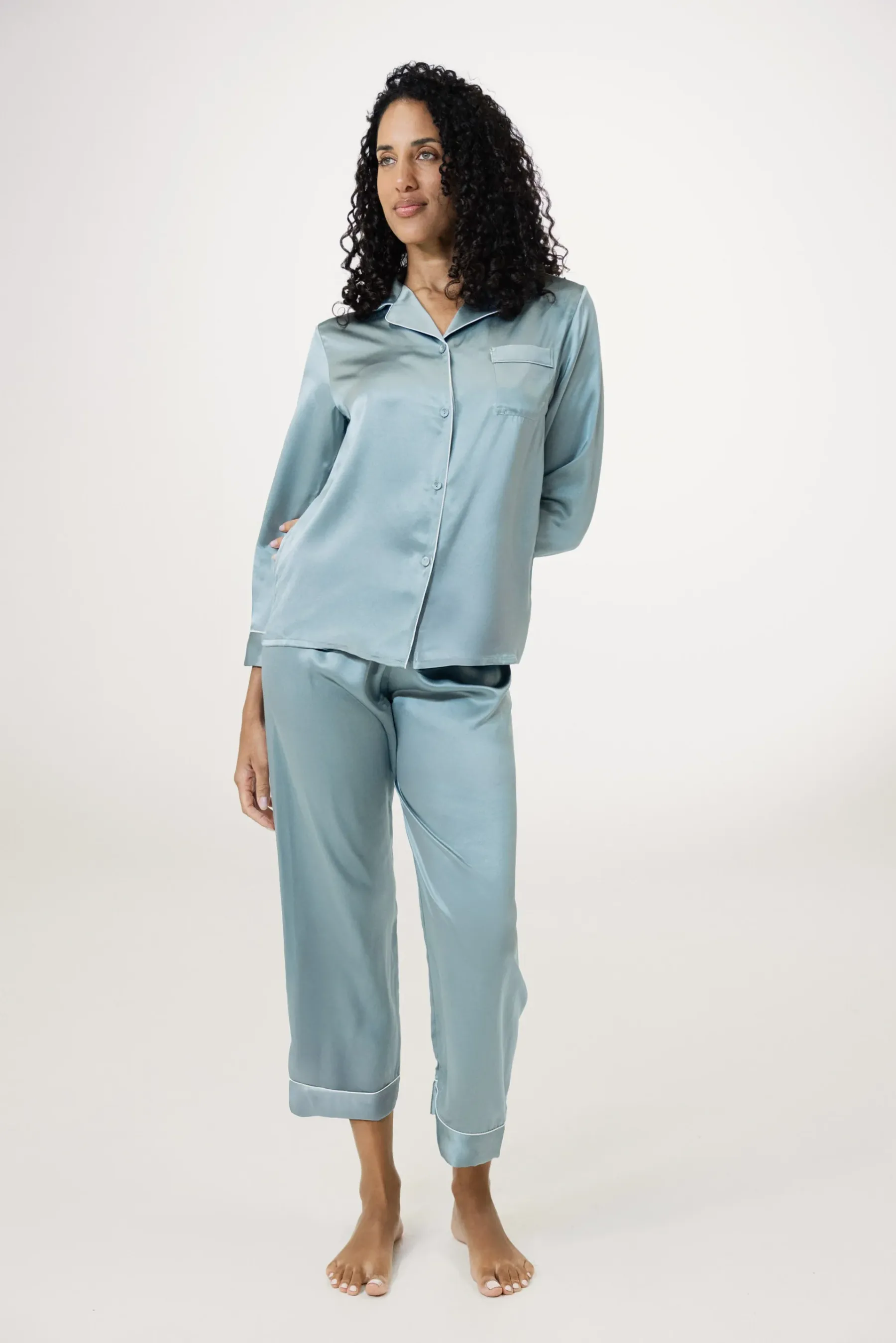 Women’s Long-Sleeve & Pants Silk Pajama