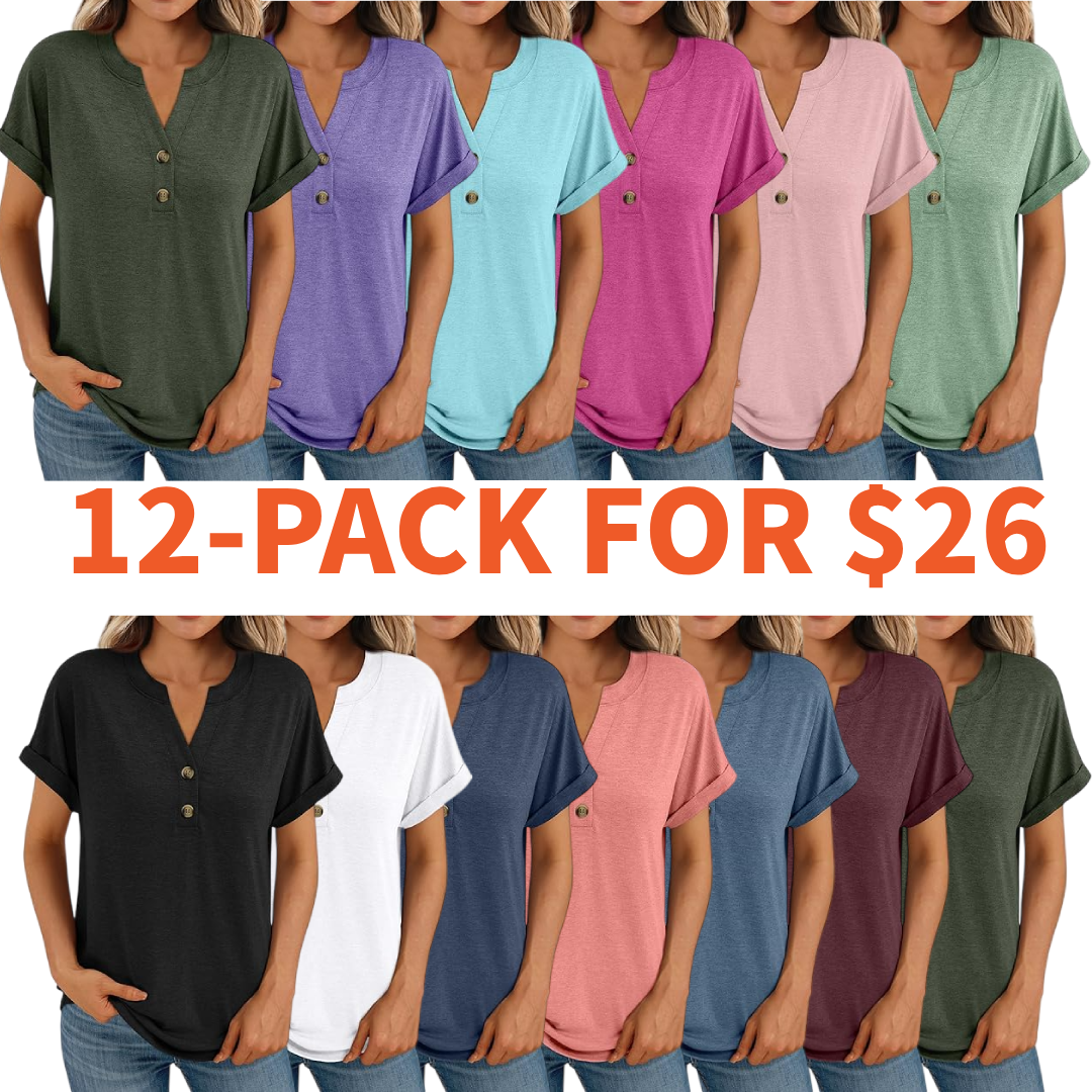 Women’s Casual V-Neck Henley Top