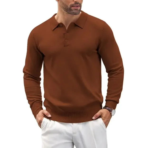 🔥Last Day Promotion🔥Men's Long Sleeve Knit Polo Shirt