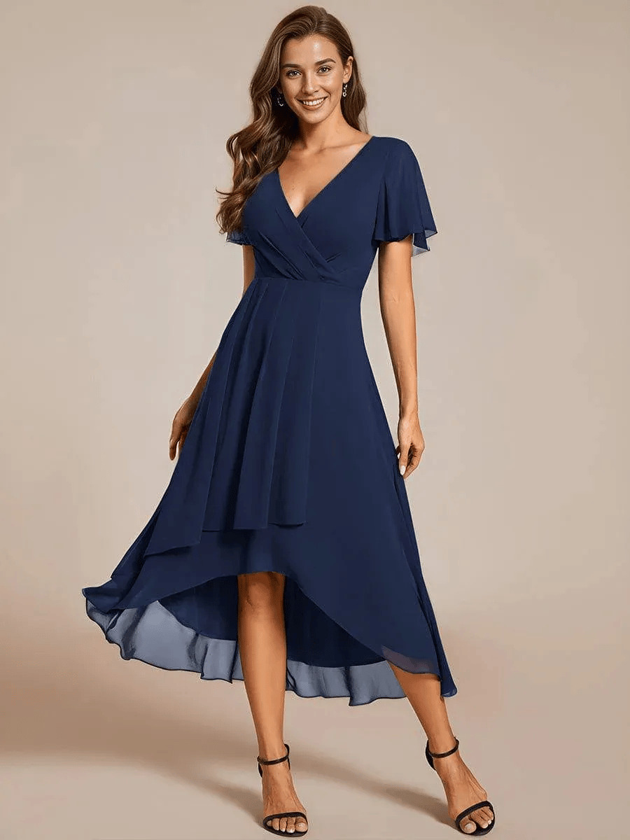 Last Day 89% OFF 🔥 Ruffles Sleeve Pleated V-Neck A-Line Midi Dress (buy two free shipping!!!)