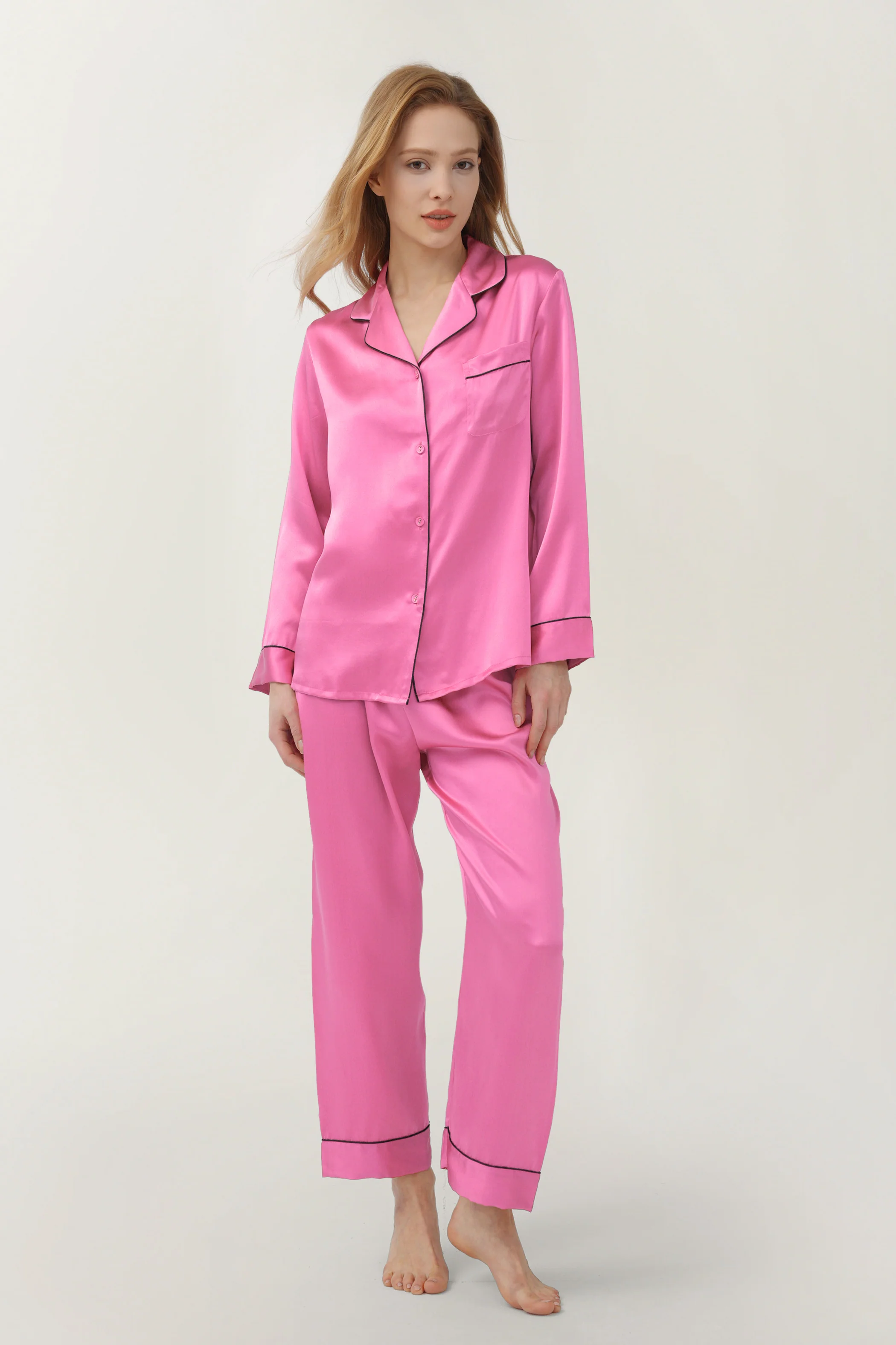 Women’s Long-Sleeve & Pants Silk Pajama