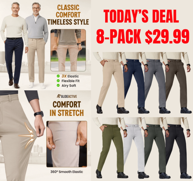 GlideActive - Ultra-Stretch Comfort Khaki Pants