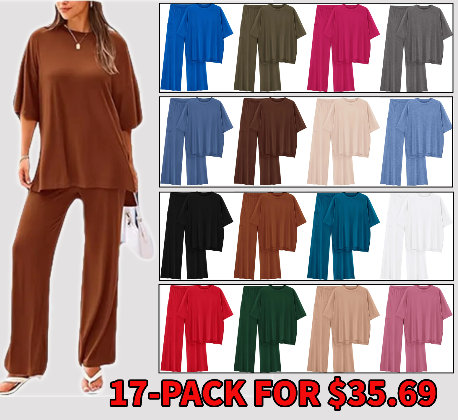 🔥 Flash Sale | Women's Comfy & Loose Two-Piece Set (Short-Sleeve Top + Pants)