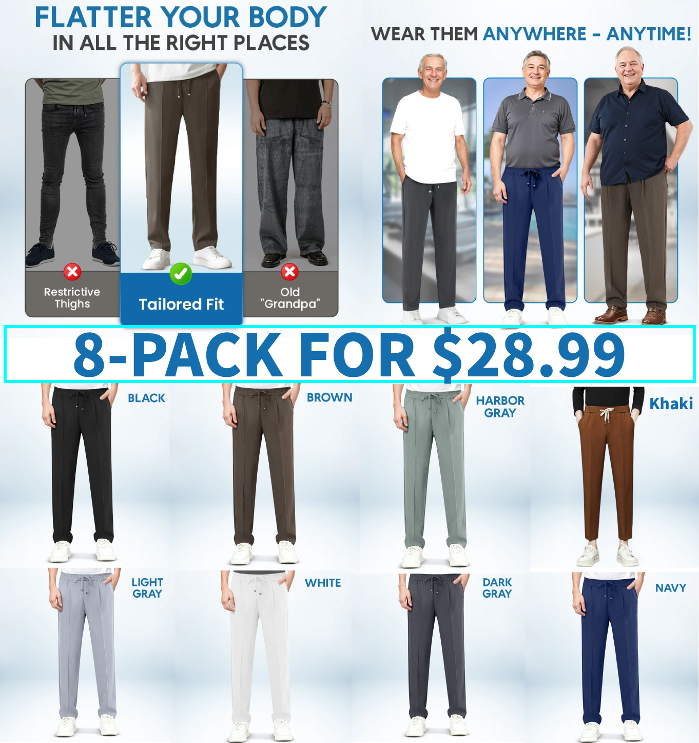 [Copy]LAST DAY 70% OFF - Super Stretch Ice Silk Comfort Everyday Pants