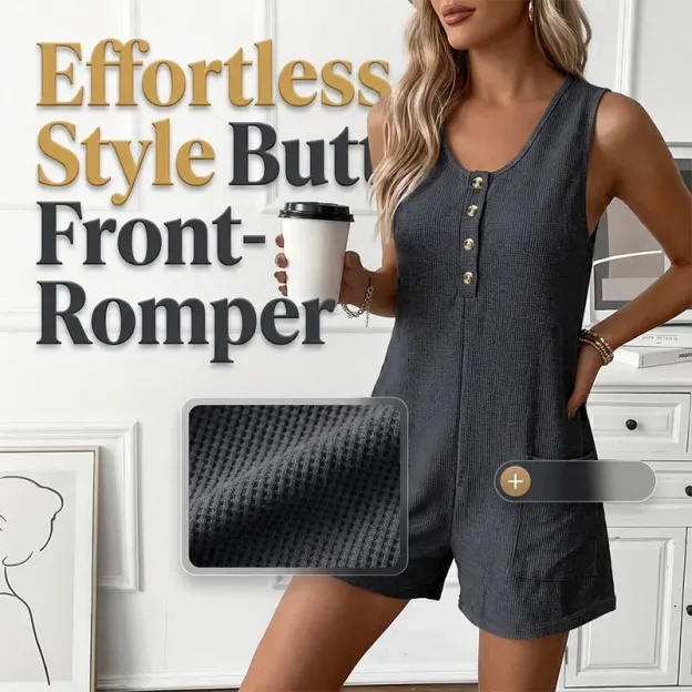 📢📢90% OFF !! ⏰Women's Sleeveless Button-Front Romper