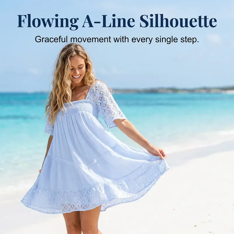 📢📢90% OFF !! ⏰ Women's Square Neck Smocked Dress
