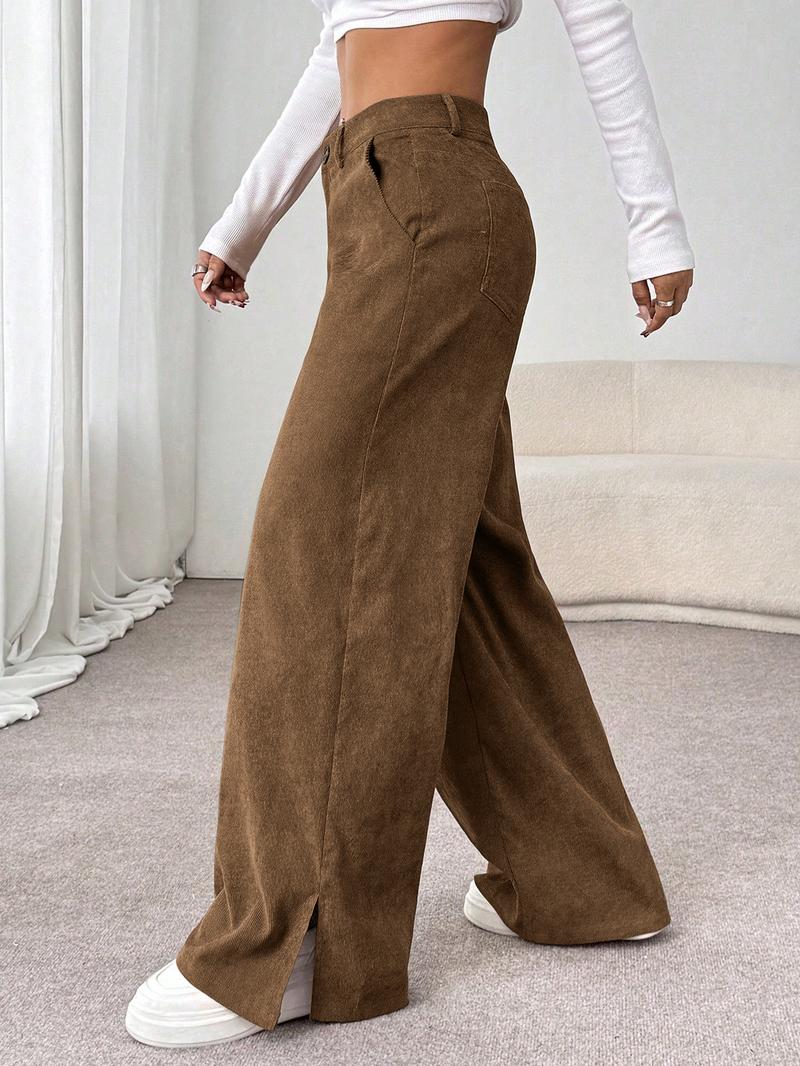 Women's Casual Pants Vintage High-End Split Wide Leg Loose Corduroy Long Pants, Comfortable and Stylish, Perfect for Daily Wear