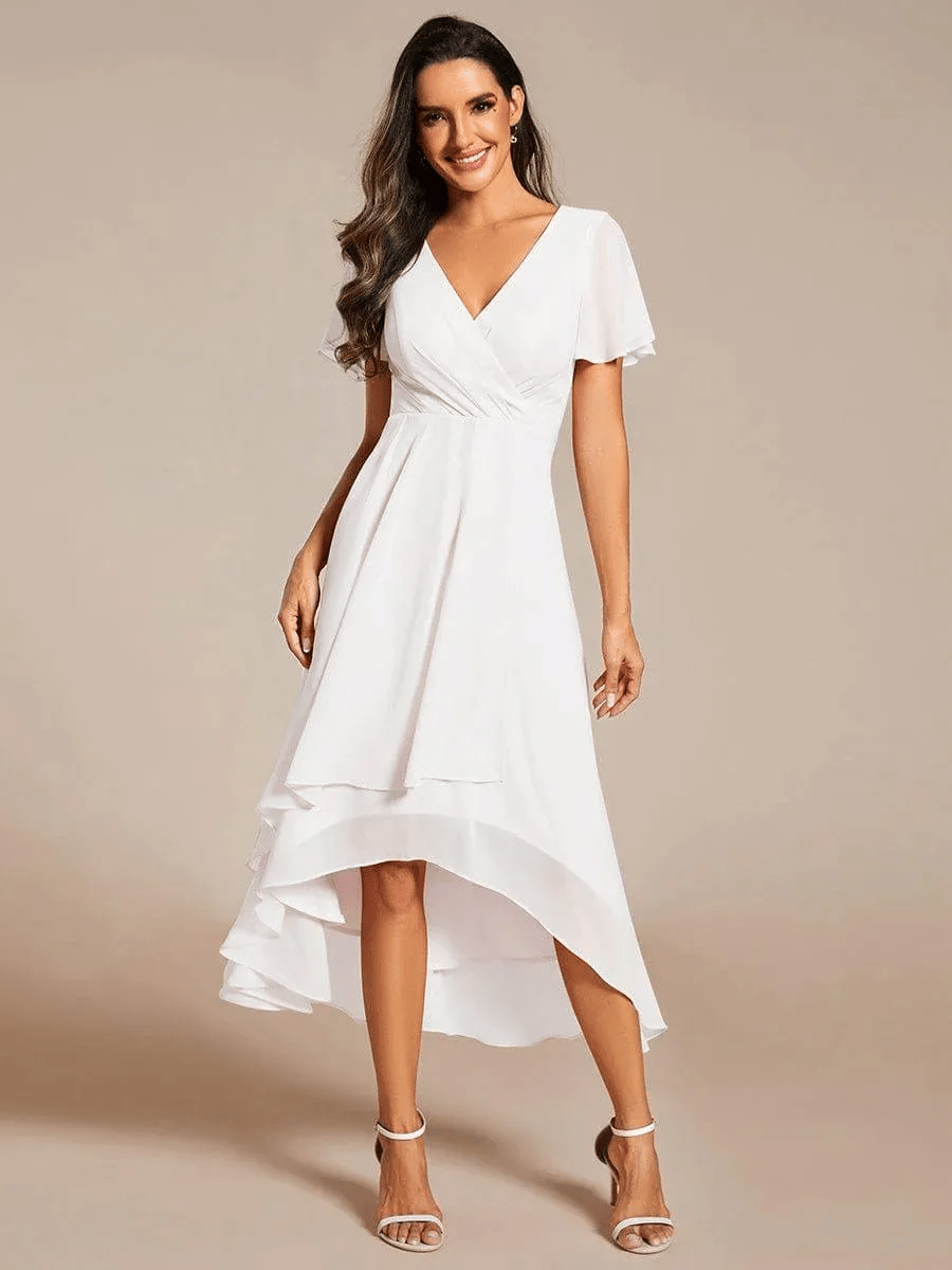 Last Day 89% OFF 🔥 Ruffles Sleeve Pleated V-Neck A-Line Midi Dress (buy two free shipping!!!)