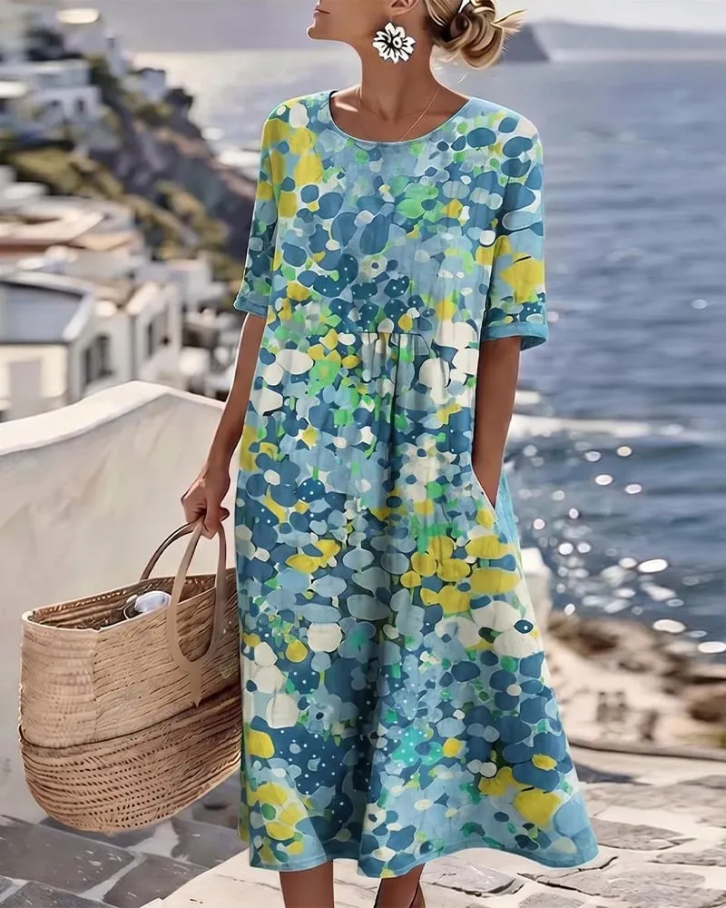 Last Day 89% OFF 🔥 🌼 COLOUR BLOOM: Bright, Soft, Effortless Watercolor Milk Silk Dress
