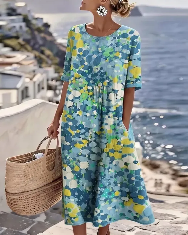 Last Day 89% OFF 🔥 🌼 COLOUR BLOOM: Bright, Soft, Effortless Watercolor Milk Silk Dress