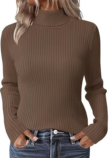 Women's elegant thick warm turtleneck long-sleeved sweater - Soft Pink - Regular Fit H-Line Silhouette