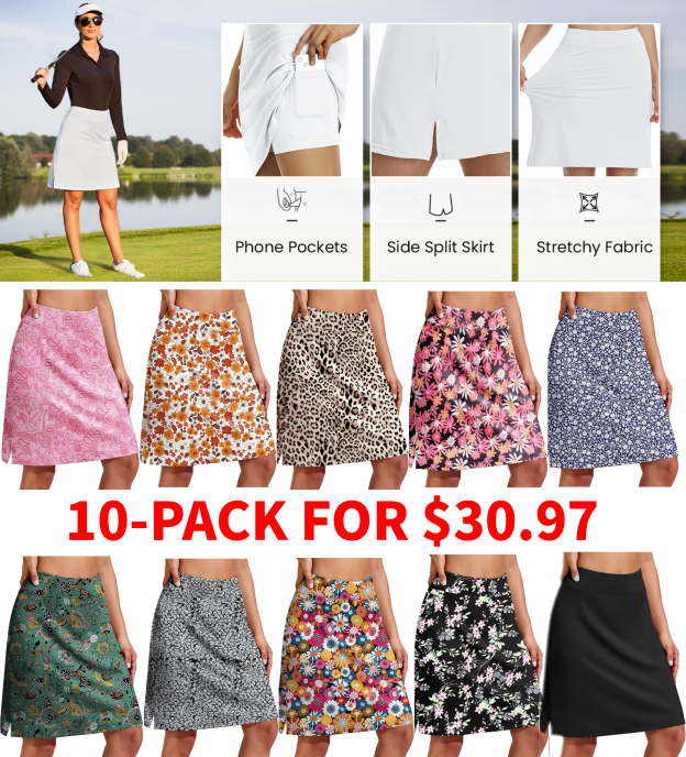 Women’s 20"-Inch Knee-Length Athletic Skirt with Pockets