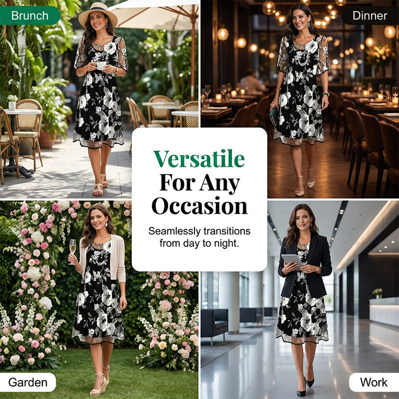 ⏰🔥LIMITED TIME90% OFF! 🌸 Women’s Elegant Floral Print Chiffon Dress – Flowing, Lightweight & Perfect for Any Occasion ✨💃