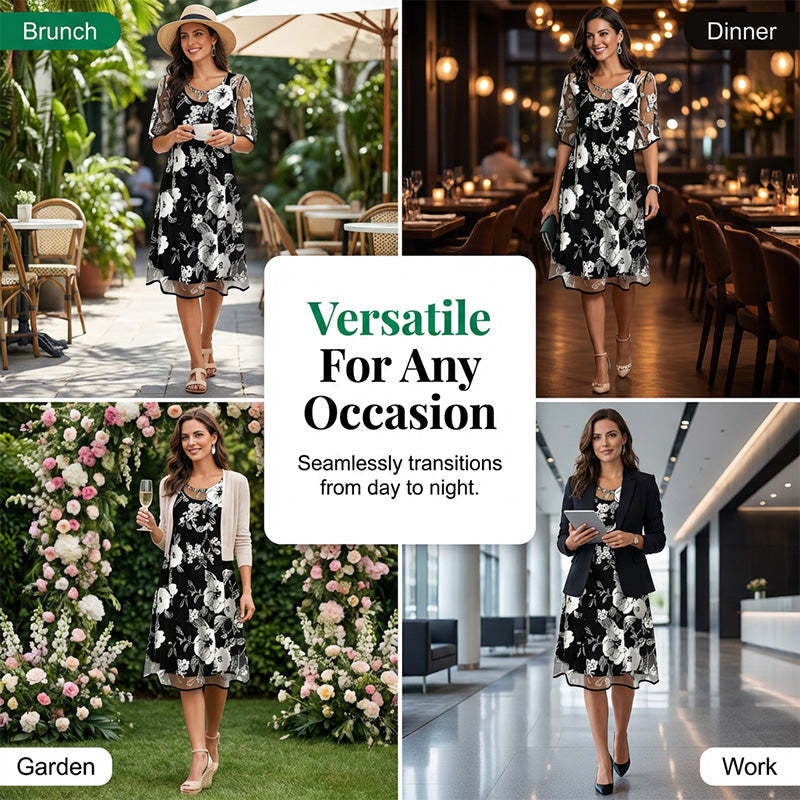 ⏰🔥LIMITED TIME90% OFF! 🌸 Women’s Elegant Floral Print Chiffon Dress – Flowing, Lightweight & Perfect for Any Occasion ✨💃