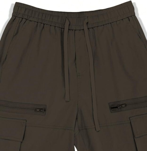 Men's Loose Solid Color All-match Pocket Drawstring Waist Overalls