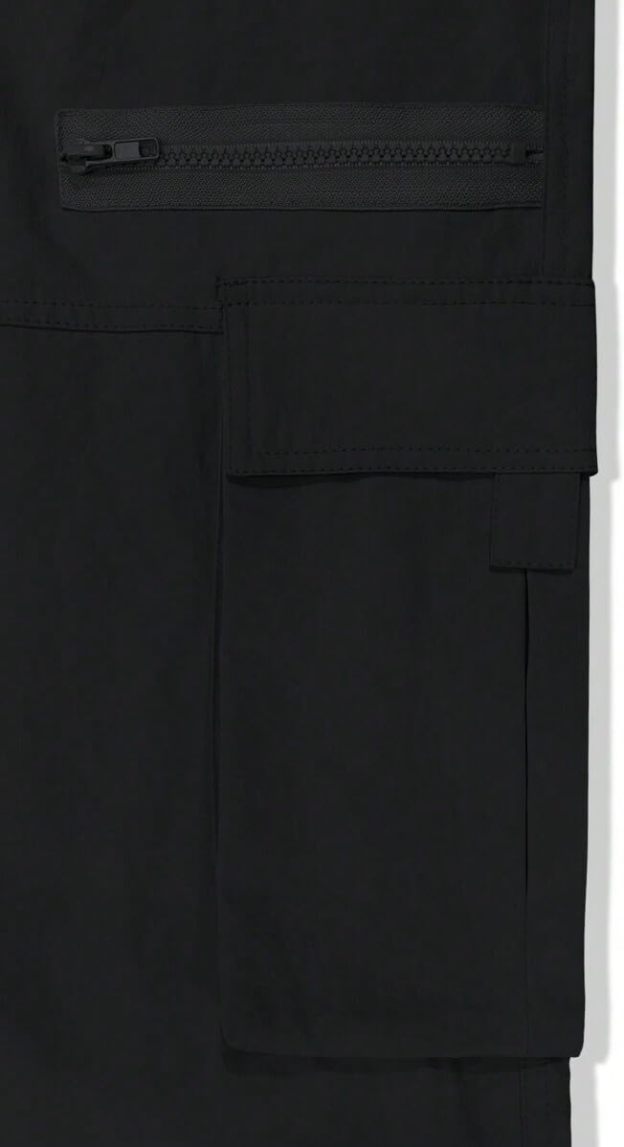 Men's Loose Solid Color All-match Pocket Drawstring Waist Overalls