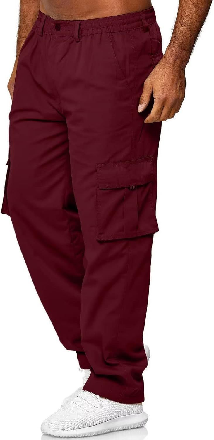 Men Outdoor Cargo Pant Lightweight Tactical Pant Hiking Jogger Classic Fit Multi Pockets