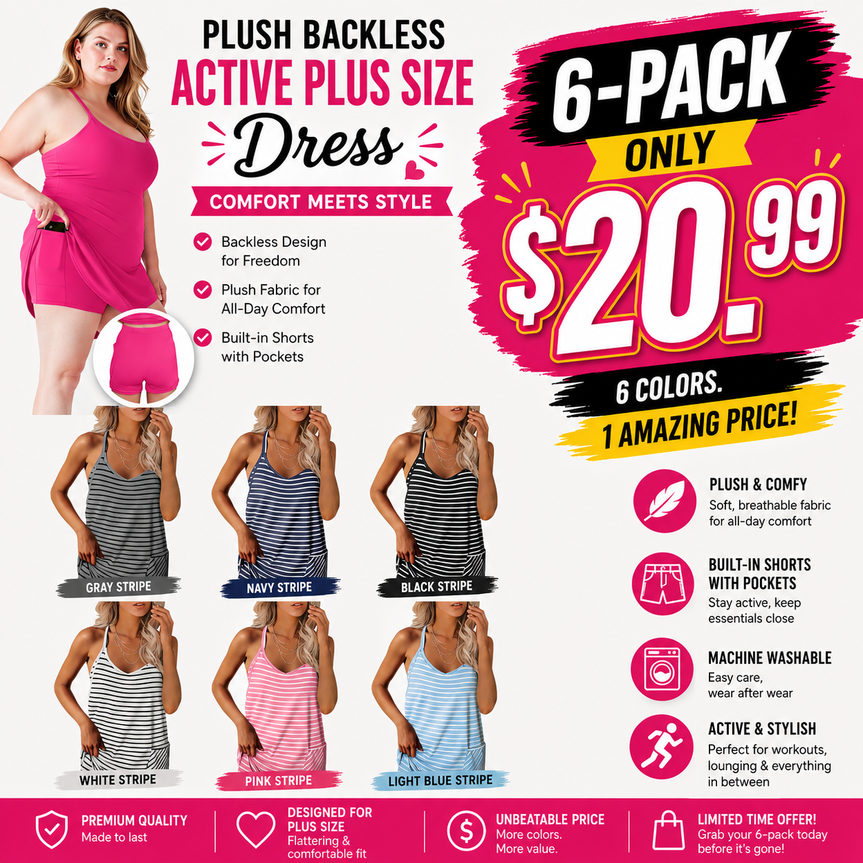Women's Sleeveless Mini Dress with Built-in Shorts