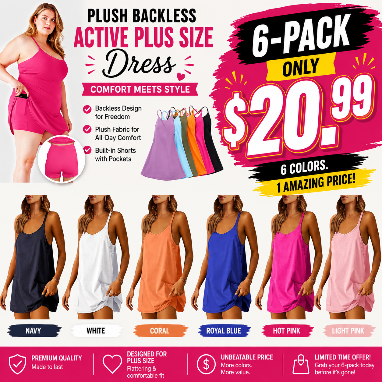 Women's Sleeveless Mini Dress with Built-in Shorts
