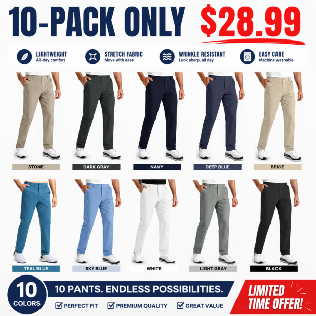 Men's Premium Non-Iron Stretch Classic Casual Trousers