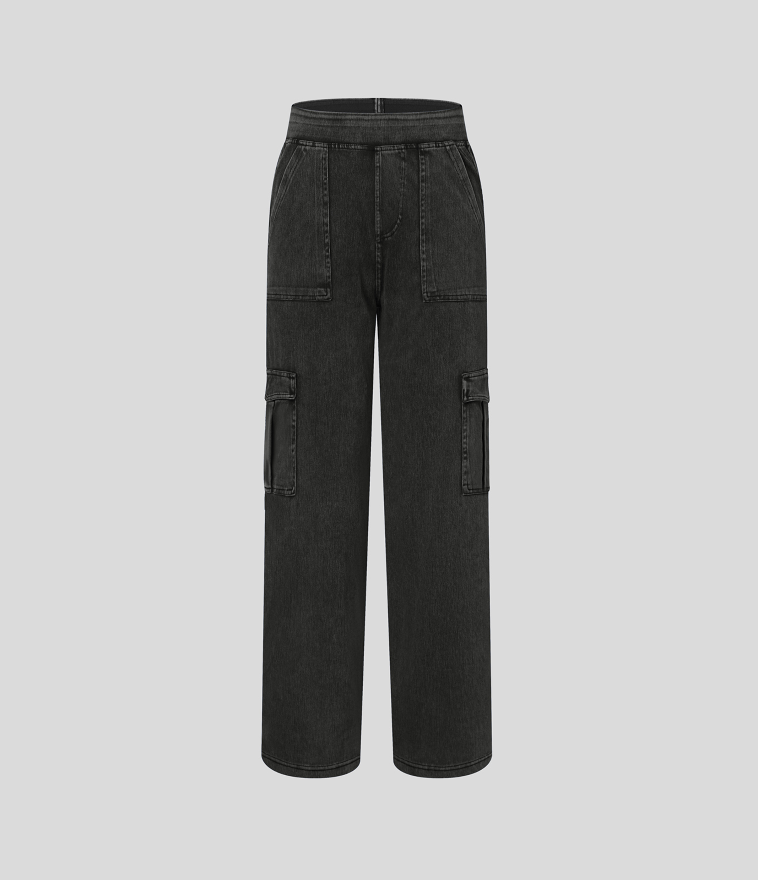 Mid Rise Pockets Straight Leg Casual Cargo Jeans