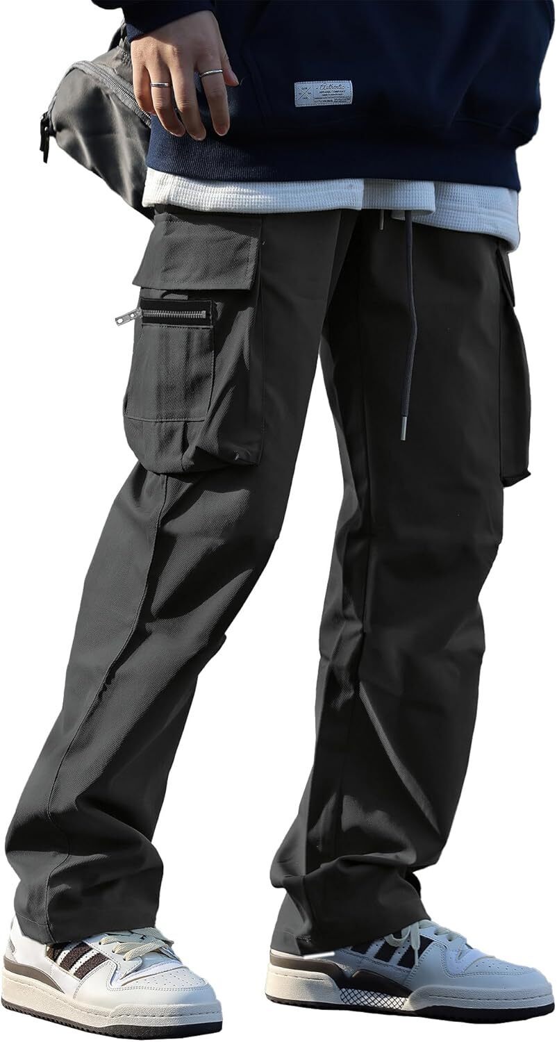 🔥6-PACKS $24.89 Men's Plus Size Casual Solid Color Drawstring Overalls