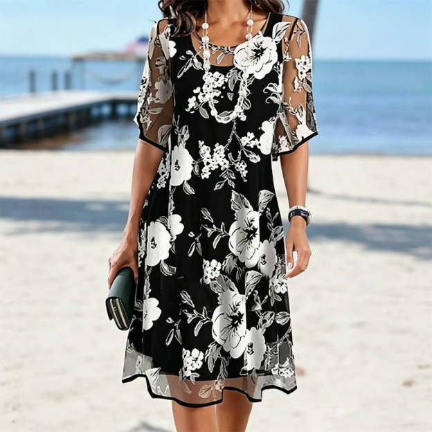 ⏰🔥LIMITED TIME90% OFF! 🌸 Women’s Elegant Floral Print Chiffon Dress – Flowing, Lightweight & Perfect for Any Occasion ✨💃