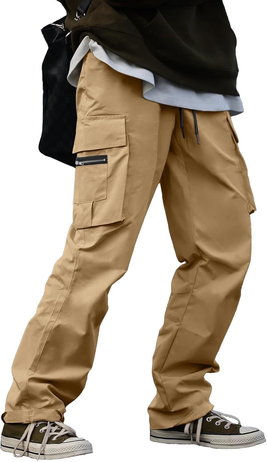 🔥6-PACKS $24.89 Men's Plus Size Casual Solid Color Drawstring Overalls