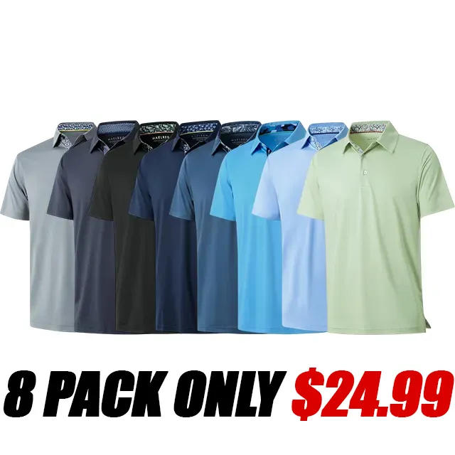 🔥Everyday Classic Solid Polo🔥8-Pack - All Colors Included, Only $25